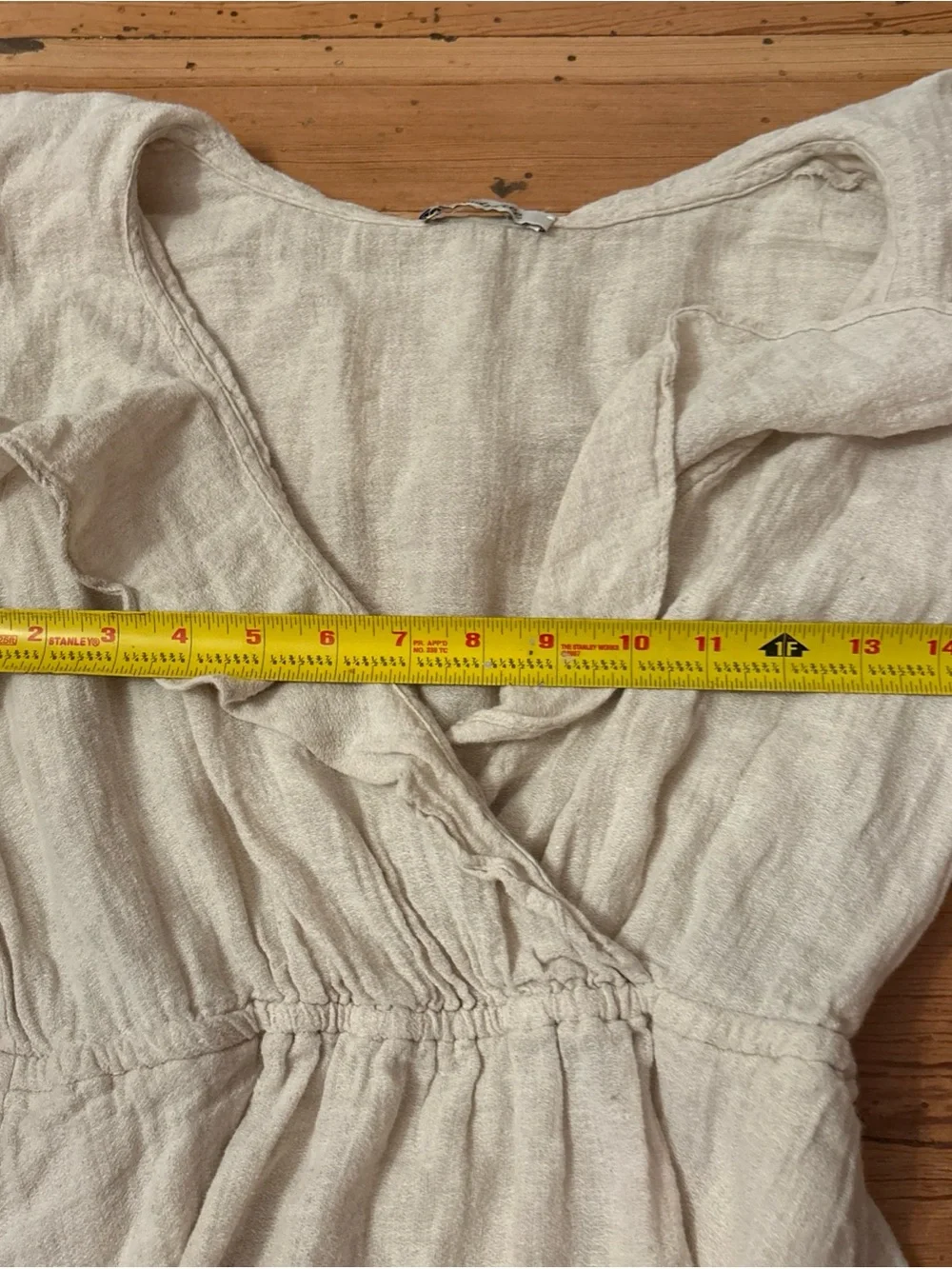MADEWELL Women Size XS Linen Cotton Ruffle Neck Midi Dress
